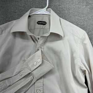 Tom Ford Dress Shirt Men Size 38/15 Beige Long Sleeve Button Up Business